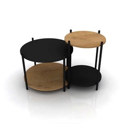 Set x2 Mesas Living 49/59 cm Negro/roble