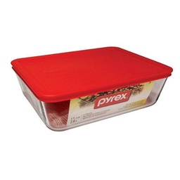 Fuente Pyrex Rectangular con Tapa Roja 2800 cc