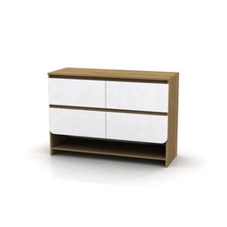 Comoda 4C Curvalba 40X10x75 cm Blanco/roble Miel