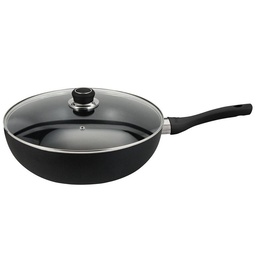 Wok Aluminio con Antiadherente y Tapa Cristal 28 cm Hudson