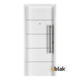 Puerta Oblak 5 Tableros con Aplique Blanca Izquierda  200X80cm