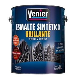 Esmalte Sintético 3P Interior/exterior Venier Negro Brillante X4lts