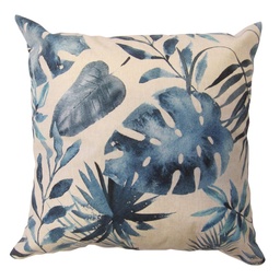 Almohadon 45 x 45 Pana Hojas Azul Vh Fabrics