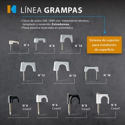 Grampa para Coaxil Rg6 Negro Kalop 50un