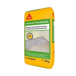 Adhesivo Cementicio Impermeable Porcellanato 25 kg Sikaceram