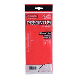 Precinto Tacsa X100unidades 180X3.5mm Blanco 42X30x3,5cm