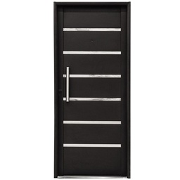 Puerta 85x200 cm. Chapa Galvanizada Negro Derecha