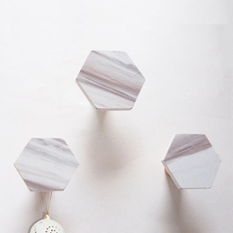 Percheros de Pared Hexagonal x 3 Marmol Blanco Dansk