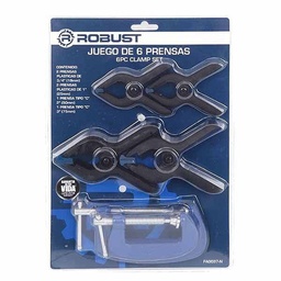 Juego de 6 Prensas 2-3/4" 2-1" 2" 3" Robust