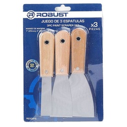 Juego de 3 Espátulas con Mango de Madera Robust