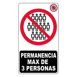 Cartel Permanencia Max 3 Personas 11x13