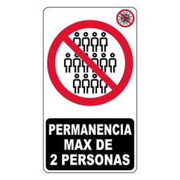 Cartel Permanencia Max 2 Personas 11x13