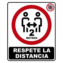 Cartel Respete La Distancia 25x30 cm