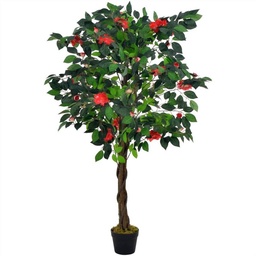 Planta Artificial Camelia Roja de Seda Charming Flowers