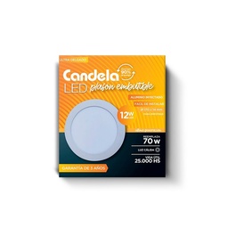 Led Plafón Redondo Embutidle 12 W Cálido Blanco Candela