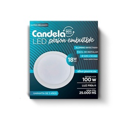 Led Plafón Redondo Embutidle 18 W Fría Blanco Candela