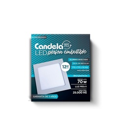 Led Plafón Cuadrado Embutidle 12 W Fría Blanco Candela