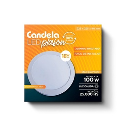 Led Plafón Redondo Base 18 W Cálido Blanco Candela