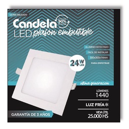 Led Plafon Cuadrado Emb 24W Frio