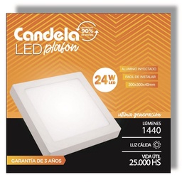 Led Plafon Cuadrado Base 24W Calido