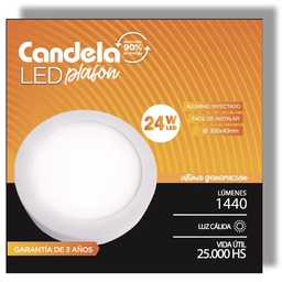 Led Plafon Redondo Base 24W Calido