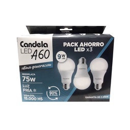 Lampara Candela Led 9W Fria x3 u