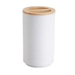 Porta Cepillos Polipropileno Blanco Linea Bamboo Suka