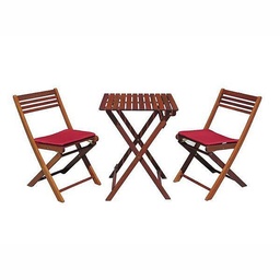 Set Madera Mesa + 2 Sillas Outzen Plegables Marrón