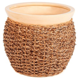 Maceta Cerámica Rattan Boho Natural