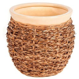 Maceta Cerámica Rattan Boho Natural m