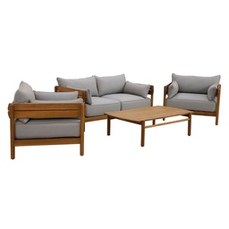 Set Living Outzen Madera Andy Marrón 4 Persona