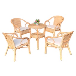 Set Bistro Rattan Natural Mont 4 Personas Beige Outzen