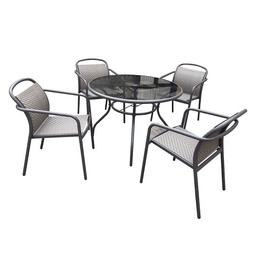 Set Comedor Caño Derby 4 Personas Marrón Outzen