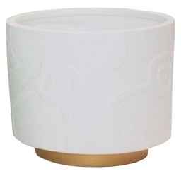 Maceta Cerámica 12 cm Gold Chic Blanco Outzen