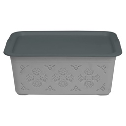Canasto Plástico Calado 32X22.5x13 cm Gris Cotidiana