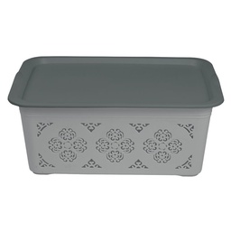 Canasto Calado 37.5X26x15 cm Plástico Gris Cotidiana