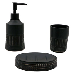 Set Accesorios Baño Negro 3 Piezas Cotidiana