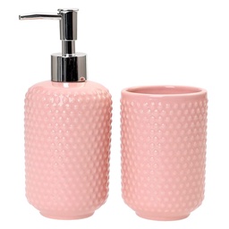 Set Accesorios de Baño 2 Piezas Puntos Rosado Cotidiana