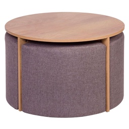 Mesa Ratona Natural + Pouf Tristán Gris M+design