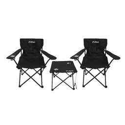 Set Camping Outdoors Professional Mesa + 2 Sillas Negro