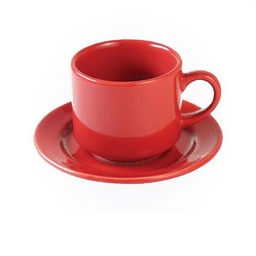 Taza C/plato Ceramica Donna Rojo